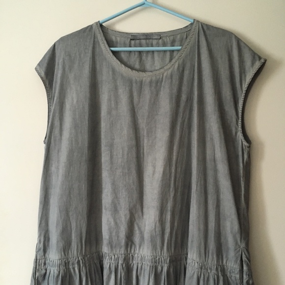 ELEMENTE CLEMENTE OSKA Stretch Cotton Artisanal Dyed Blue-Grey Dress L - Picture 3 of 5